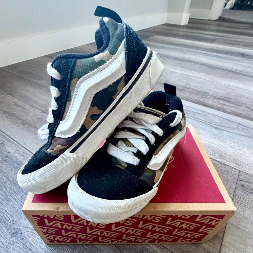 Vans Toddler Knu School CAMO Jungle Blk/Green Sneakers Shoes Sz 12